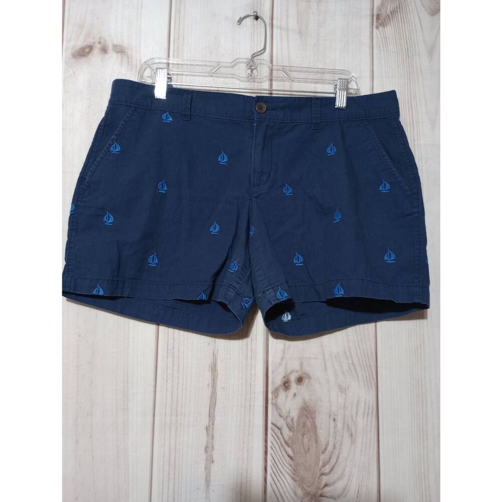 Old Navy Shorts Ladies 12‎ Navy Blue Sailboat Chino